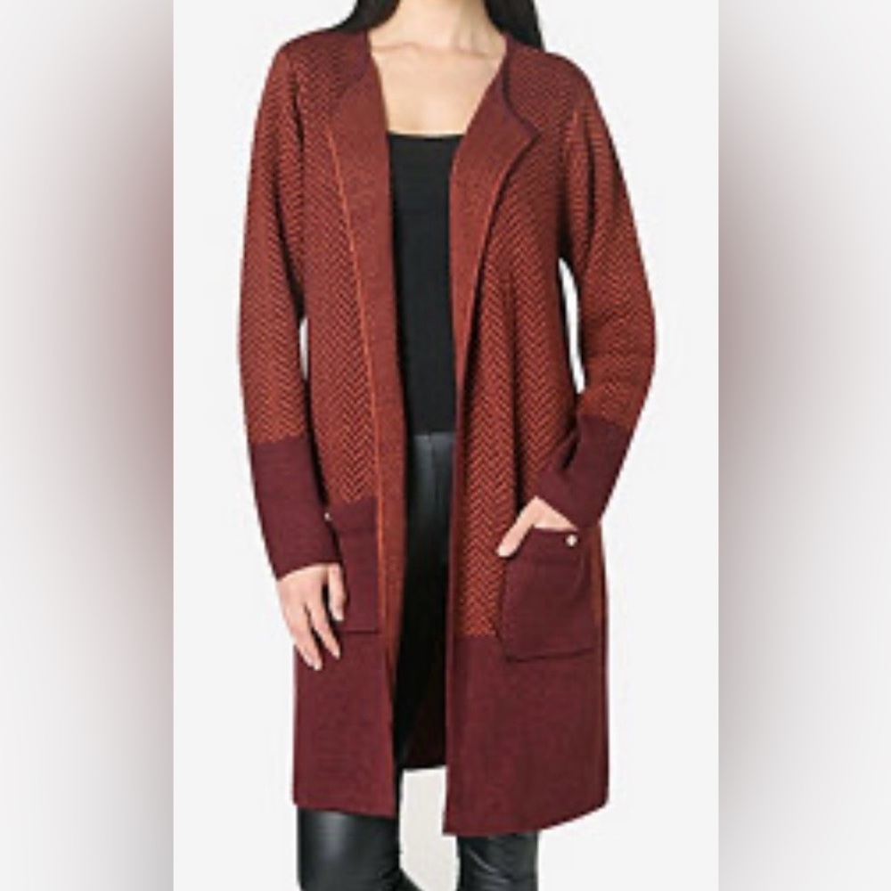 Adrienne Vittadini Long Open Front Cardigan Sweater NEW